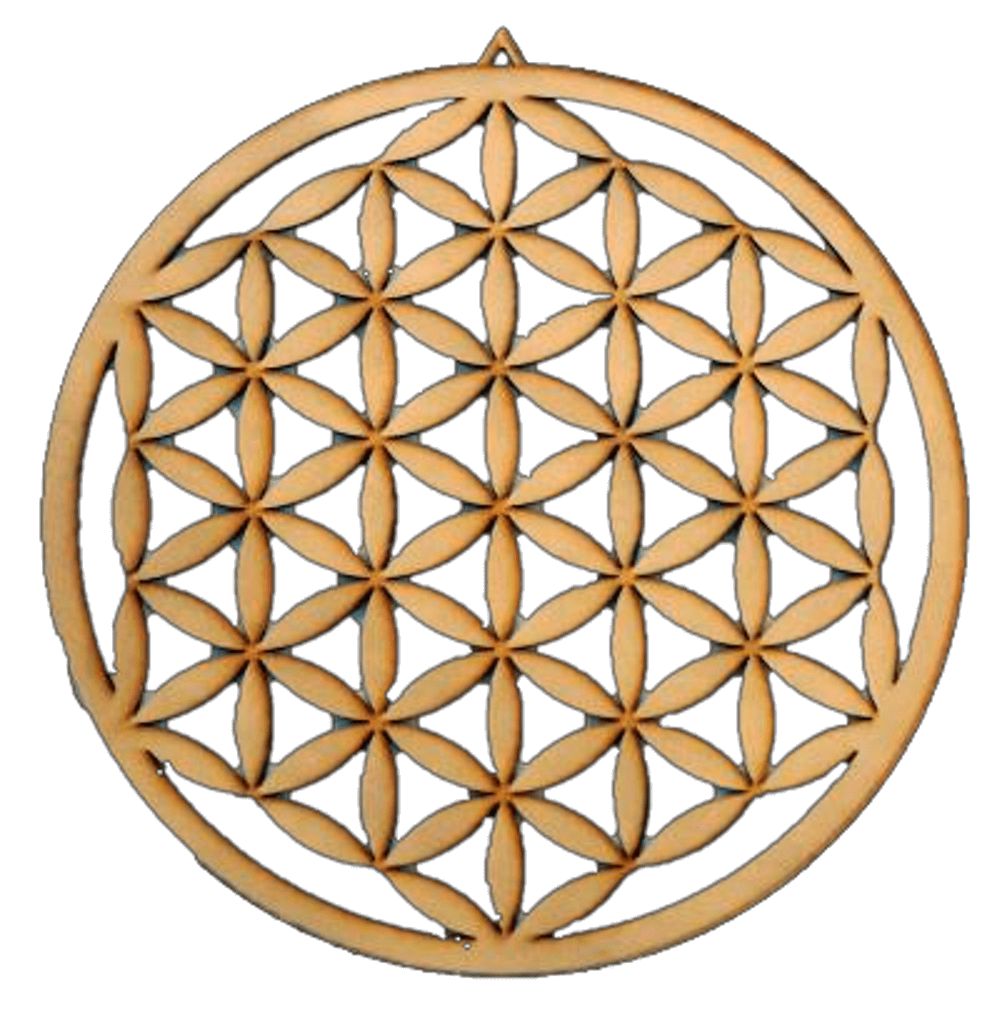 Mandala Flor de la Vida Pétalos Dorada en Madera